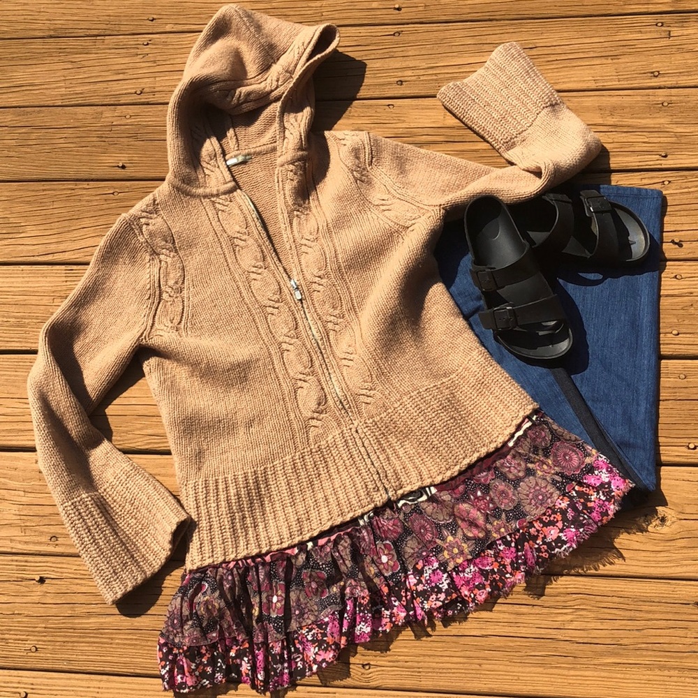 J Crew Upcycled Zip Up Wool Sweater Sz S/M - Picture 1 of 8